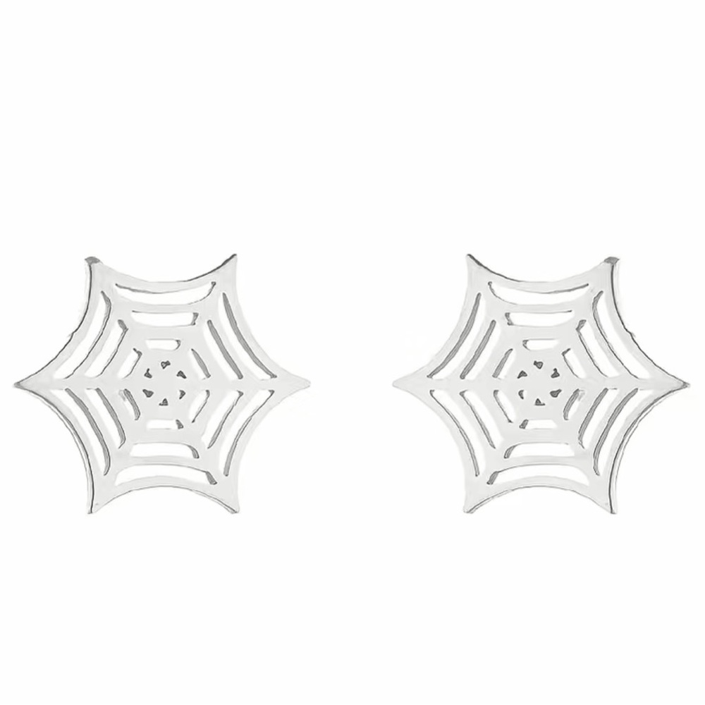 Stainless Steel Spider Web Stud Earrings